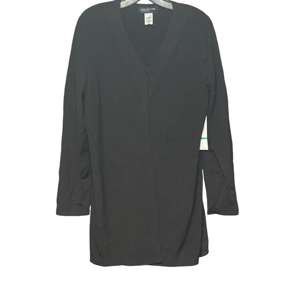 Jones New York heavyweight long black cardigan button $119 MSRP women’s size L - Picture 1 of 6